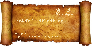 Menkó Lóránt névjegykártya